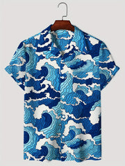 Men's Hawaiian Shirt for Summer Vacation Short Sleeve Button Up