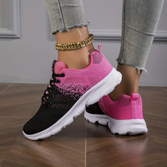 Women's Breathable Knit Sneakers Casual Lace Up Outdoor Shoes