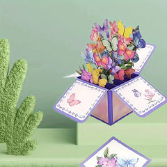 Colorful Butterfly 3D Pop-up Stereo Box Greeting Card for Thanksgiving Birthday