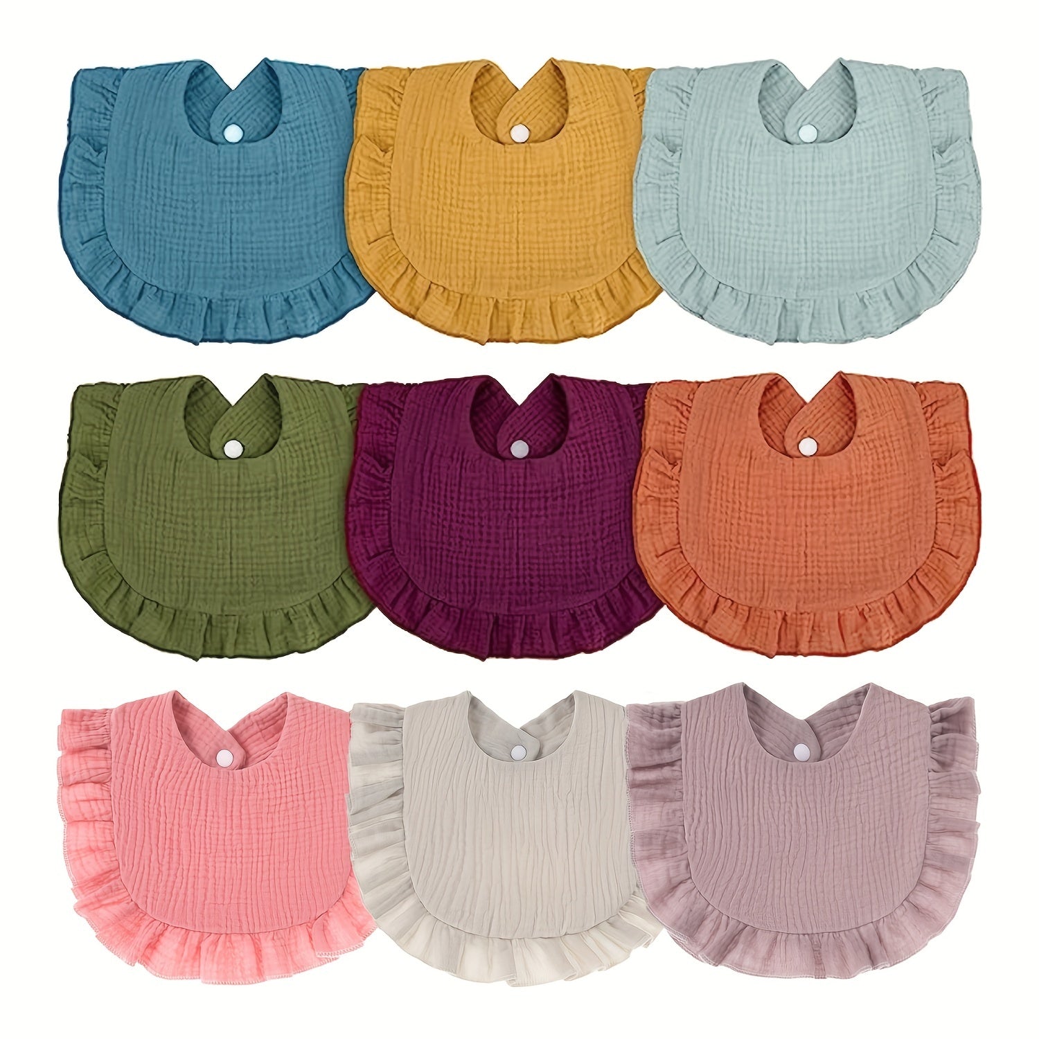9pcs Baby Muslin Bibs Drool Bandana Soft Adjustable Bibs For Newborn