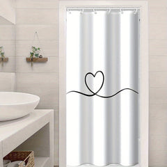 Waterproof Love Shower Curtain with 12 Hooks