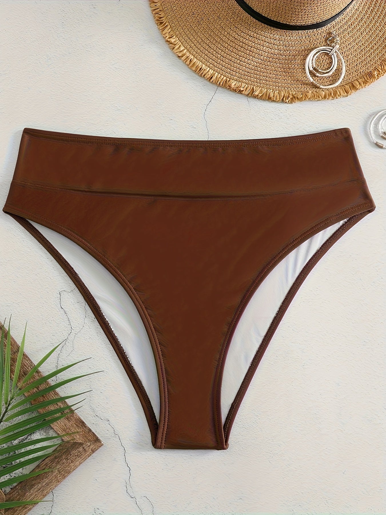 Modest Bikini Bottoms Women's Plus Solid High Rise Swimwear Panty