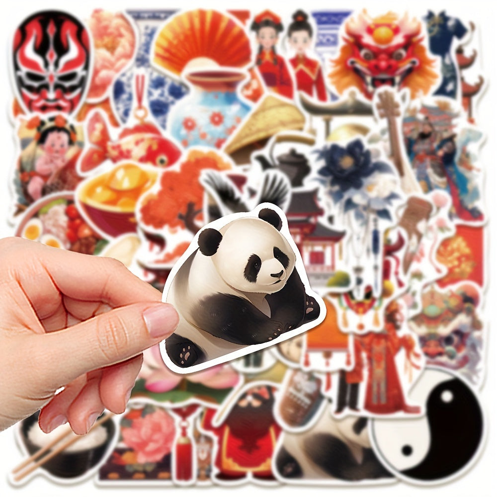 50pcs Waterproof Vinyl Stickers, Chinese Style, Perfect for Adults