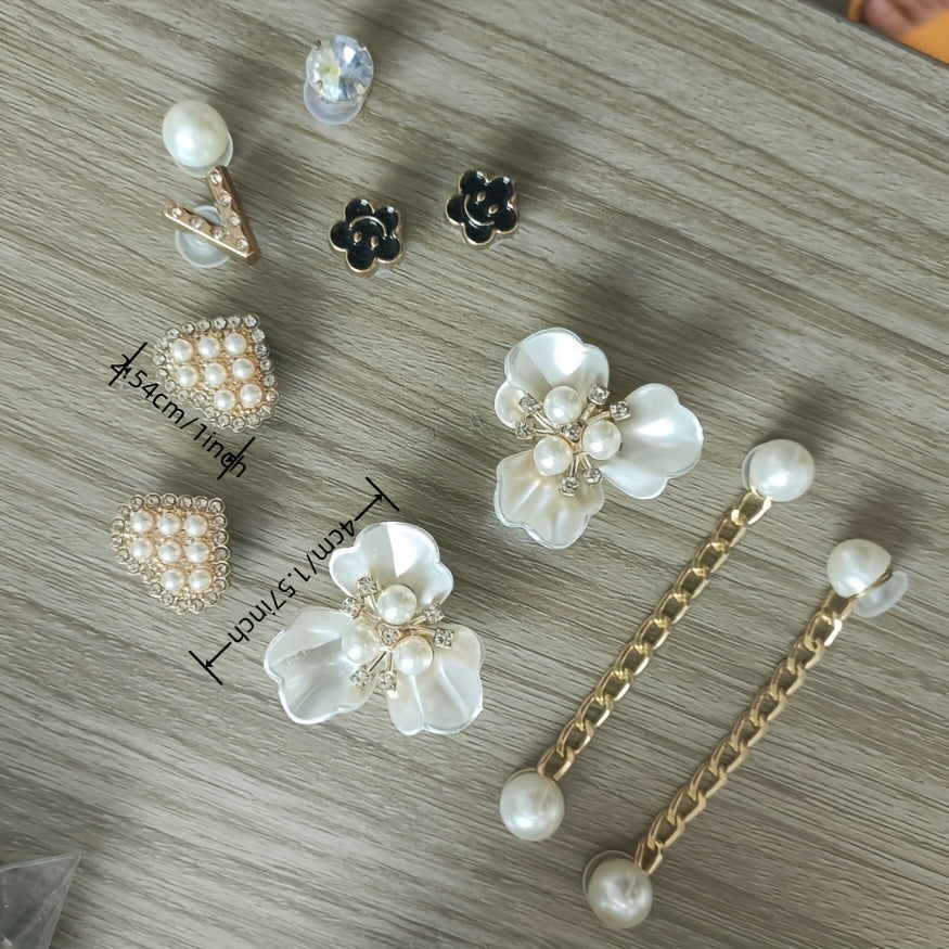 13pcs Shoe Accessories Set with Various Styles and Golden Chains