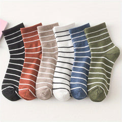 6 Pairs Striped Sports Socks Women's Mid Tube Stockings