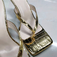 Women's Golden Stiletto Heeled Sandals Clip Toe Outdoor Shoes