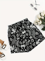 Floral Print Elastic Waist Shorts for Women