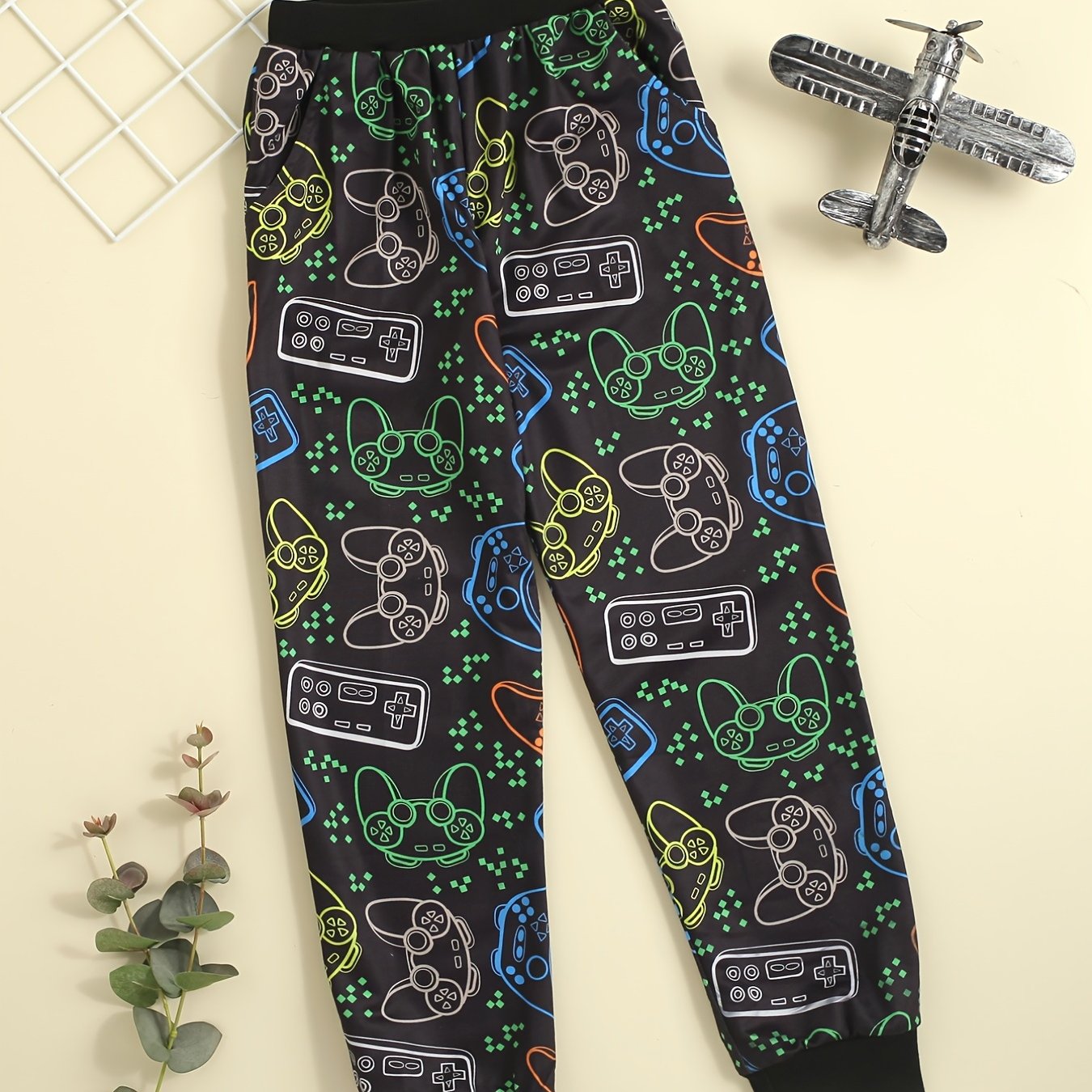 Boys Game Console Jeans Sports Pants Elastic Waist With Pockets