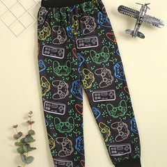 Boys Game Console Jeans Sports Pants Elastic Waist With Pockets