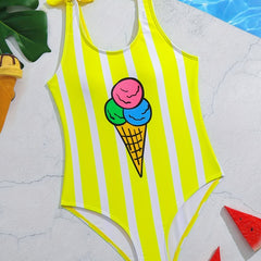 Summer Cartoon Girls Seaside Beach Swimwear Hot Spring Onesie Swimsuit