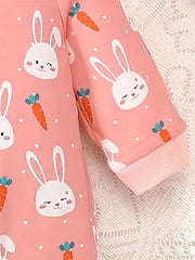 Infant Baby Jumpsuit Set Solid Cartoon Graphic Zip Up Long Sleeve