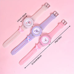 3pcs Girls Butterfly & Animal Print Watches with Glow in the Dark Dials