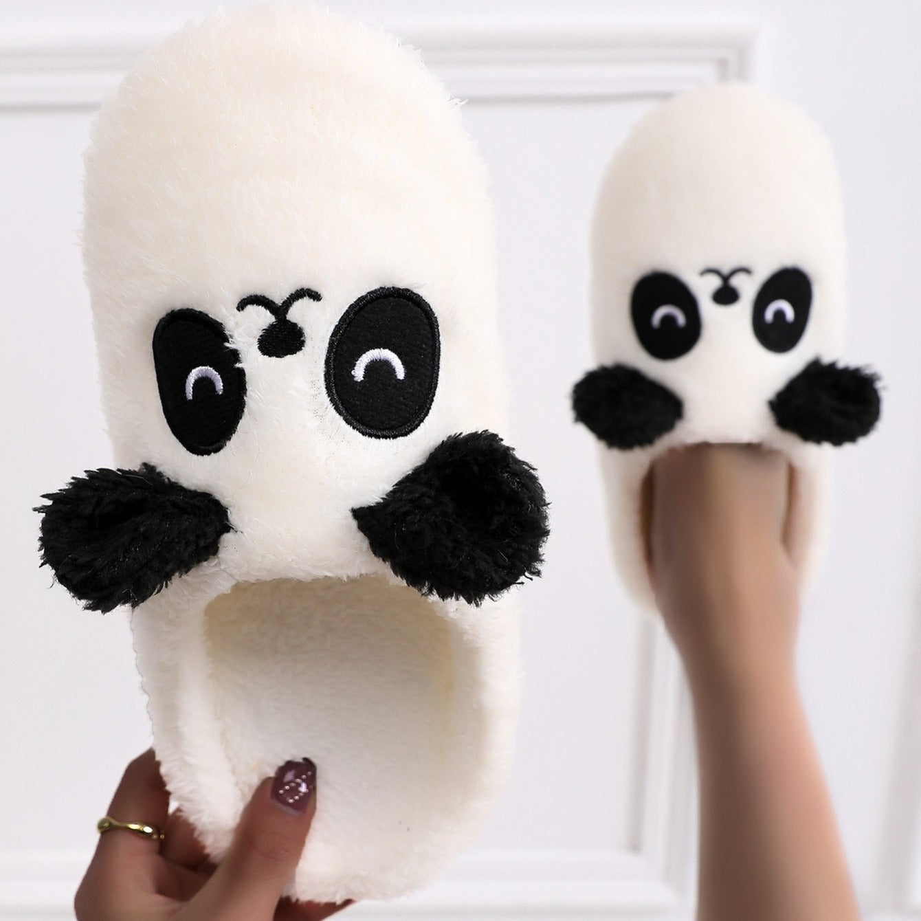 Cartoon Panda Fluffy Slippers for Women