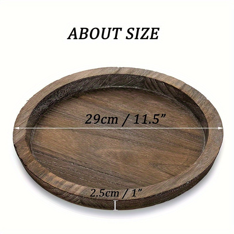 Round Wood Tray for Coffee Table Candle Holder Tray