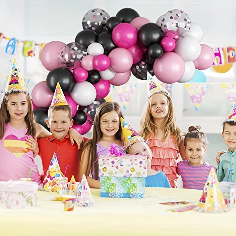 114-Piece Pink Rose Red Balloon Garland Set for Girls' Birthday & Wedding