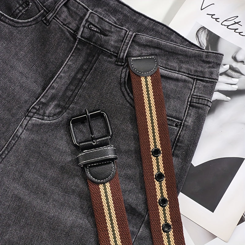Canvas Belt Men's Decorative Jeans Punching Belt for Young Students