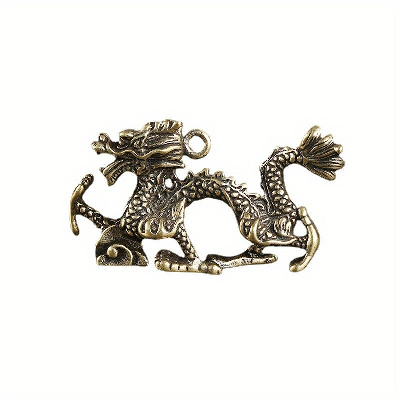 Chinese Dragon Brass Keychain Pendant DIY Copperware Decoration