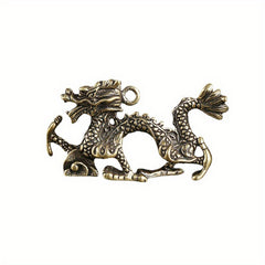 Chinese Dragon Brass Keychain Pendant DIY Copperware Decoration