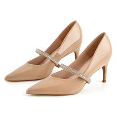 Women's Rhinestone Strap Stiletto Patent Leather Pumps