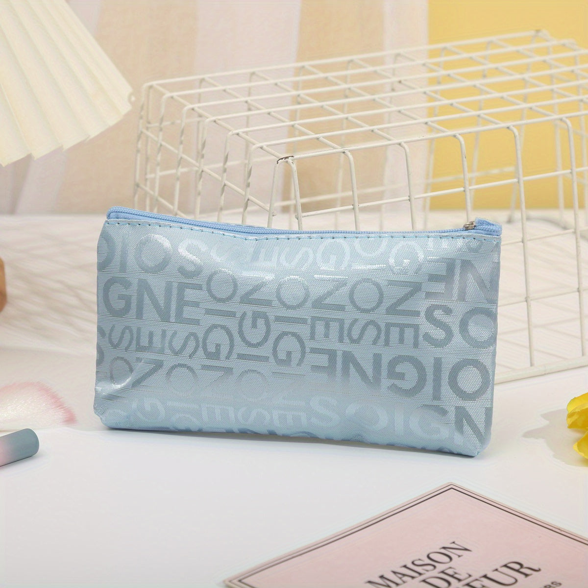 Large Capacity Letter Cosmetic Bag for Travel and Makeup Storage