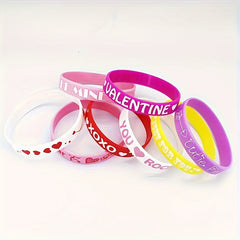 8pcs Couple Heart Shape Rubber Bracelet LOVE Gift Wrist Band