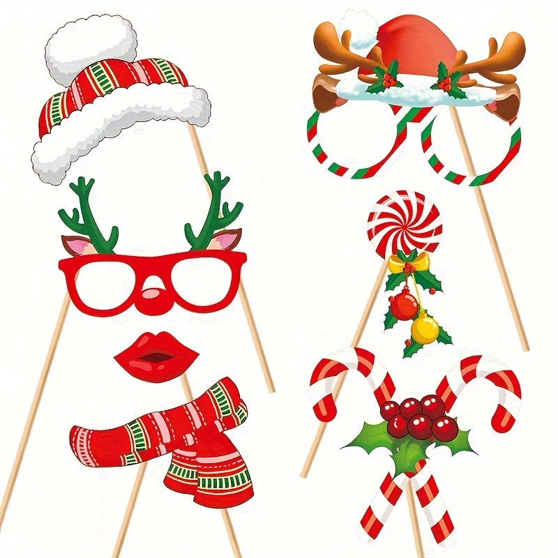 28pcs Christmas Photo Props Family Gathering Party Decoration