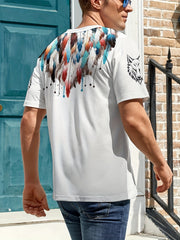 Men's Tribal Wolf 3D Print Tee Outdoor Active Shirt