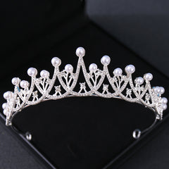 Rhinestone Pearl Crown Hairband Tiara Party Decorations