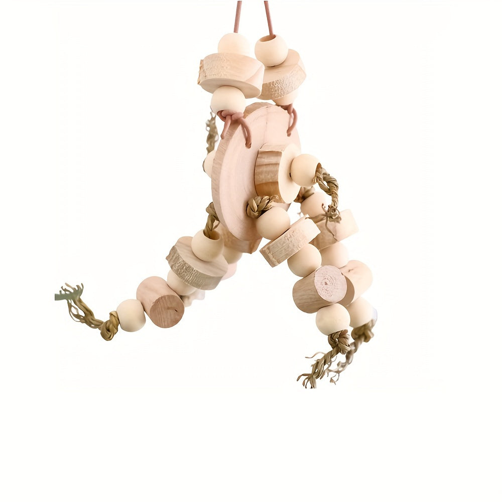 Wooden Block Bird Chewing Toy for Parrots, Medium/Large Birds, Cage Hanging Toy