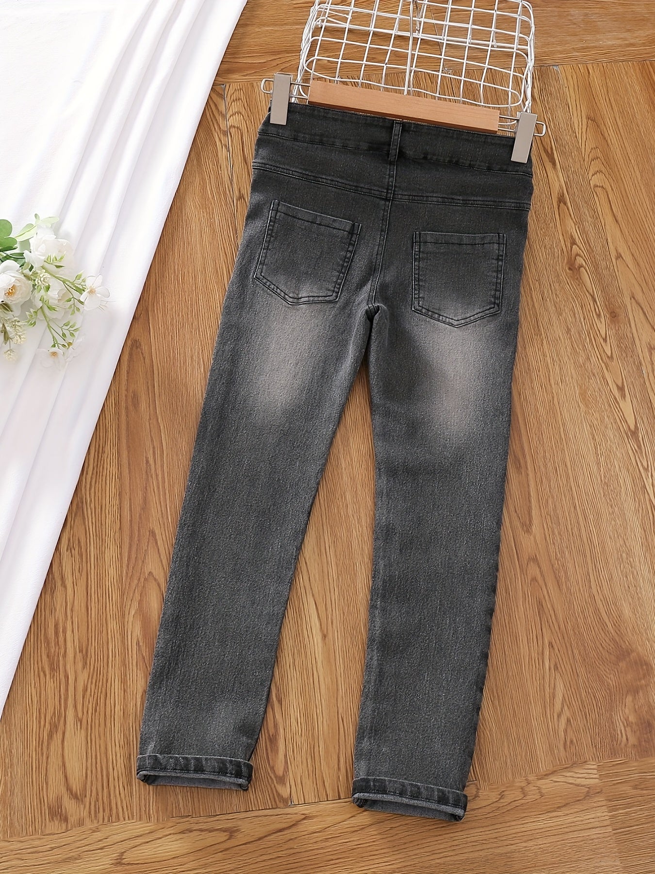 Girls Slim Fit Denim Pants - Classic Straight Leg Jeans for Kids