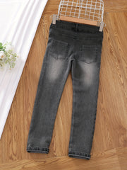 Girls Slim Fit Denim Pants - Classic Straight Leg Jeans for Kids
