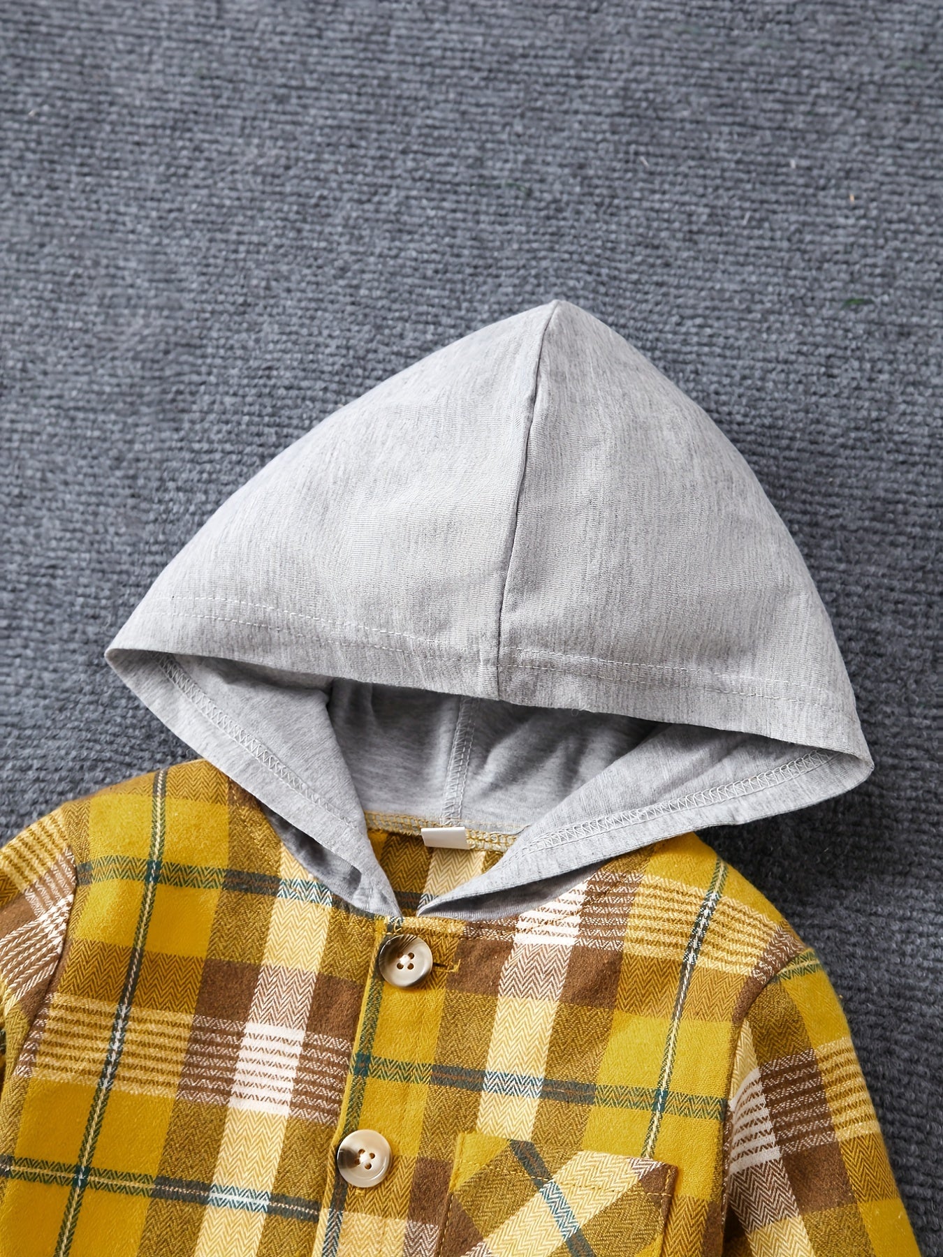 Girls Plaid Hooded Button Down Jacket Shirt Kids Autumn Outfit