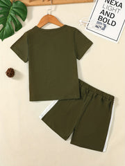 Boys Casual Outfit Round Neck T shirt & Shorts Kids Summer Clothes Sets