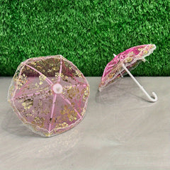 Dollhouse Umbrella Pink & Golden Lace Sequins Costume Accessory