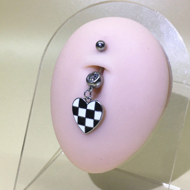 Plaid Heart Navel Belly Ring