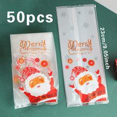 50pcs Christmas Santa Claus Printed Snack Bags