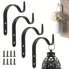 4pcs Wall Mounted Hooks Plant Brackets Hangers Iron Hooks For Hanging
