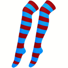 5 Pairs Striped Thigh High Socks Over The Knee Stocking