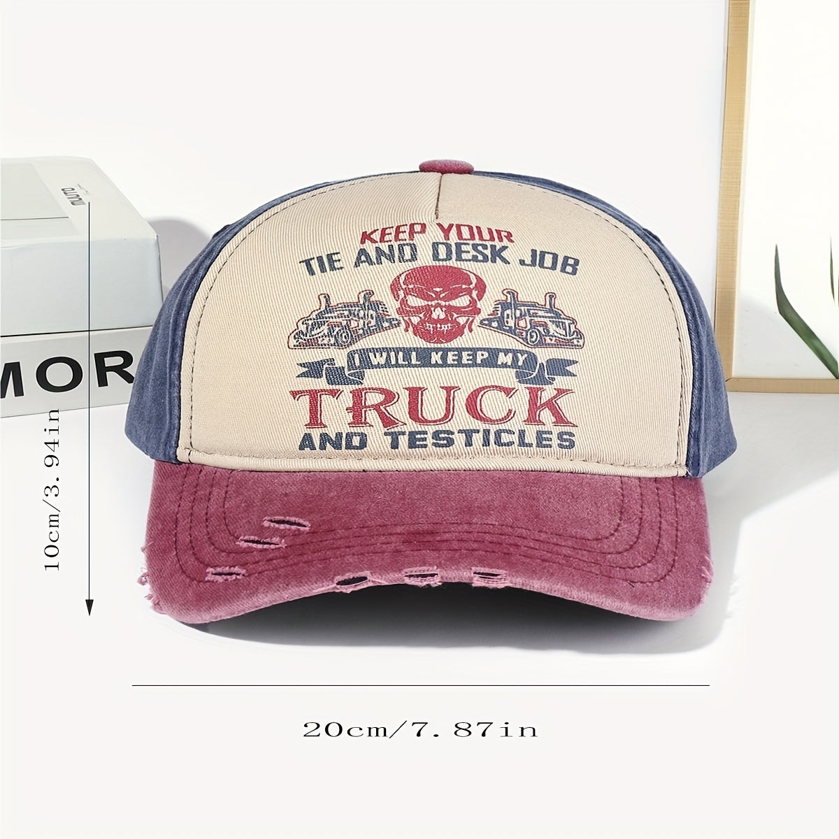 Skull Head Knight Print Denim Baseball Cap