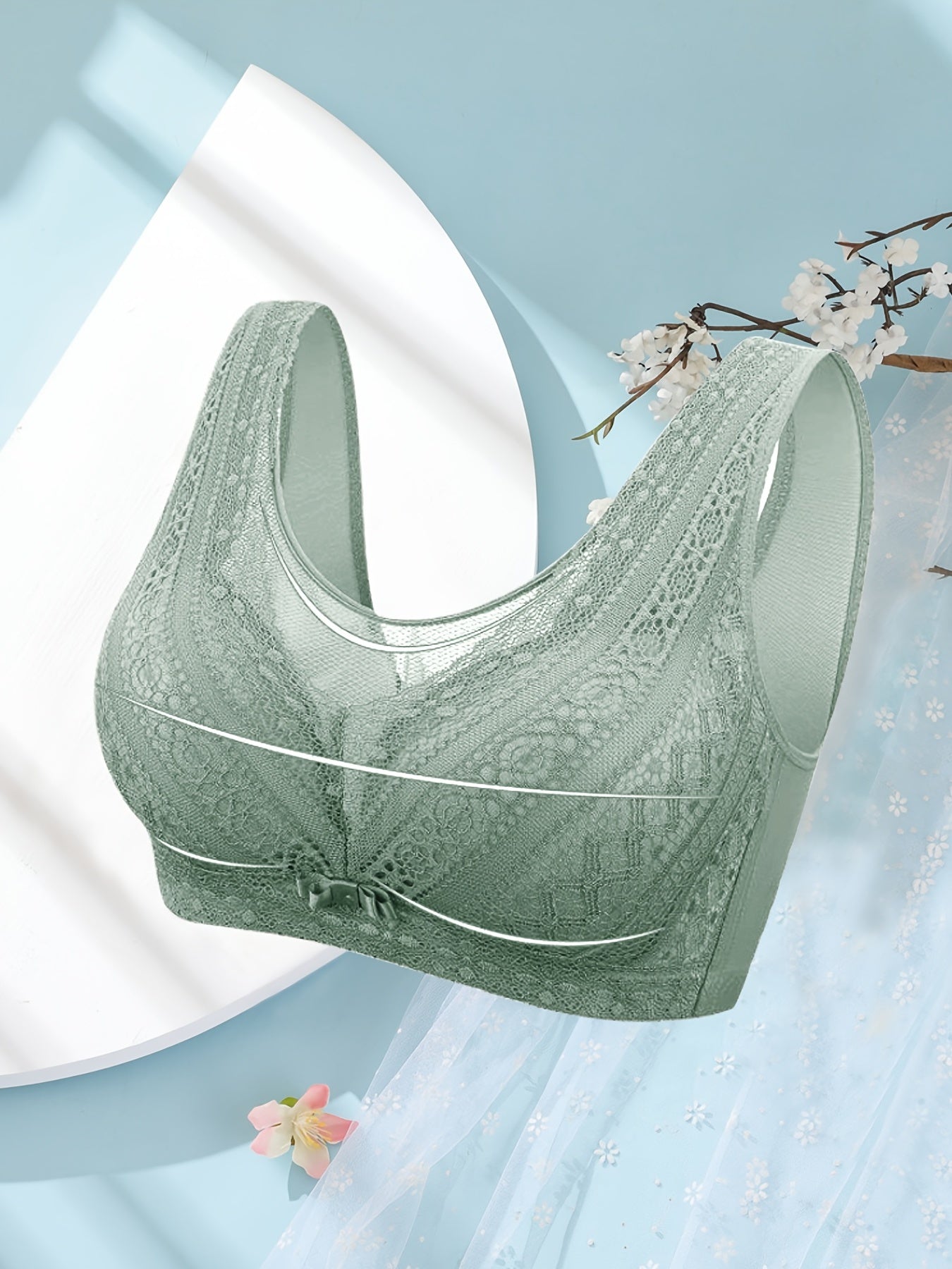 Wireless Lace Bra Full Coverage Comfortable Intimates Underwear