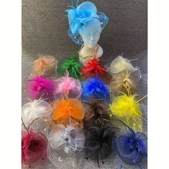 Vintage Feather Fascinator Headpiece for Weddings Tea Parties - Pink