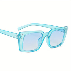 Y2K Rectangle Sunglasses Rivet Candy UV400 Sun Shades Beach Travel
