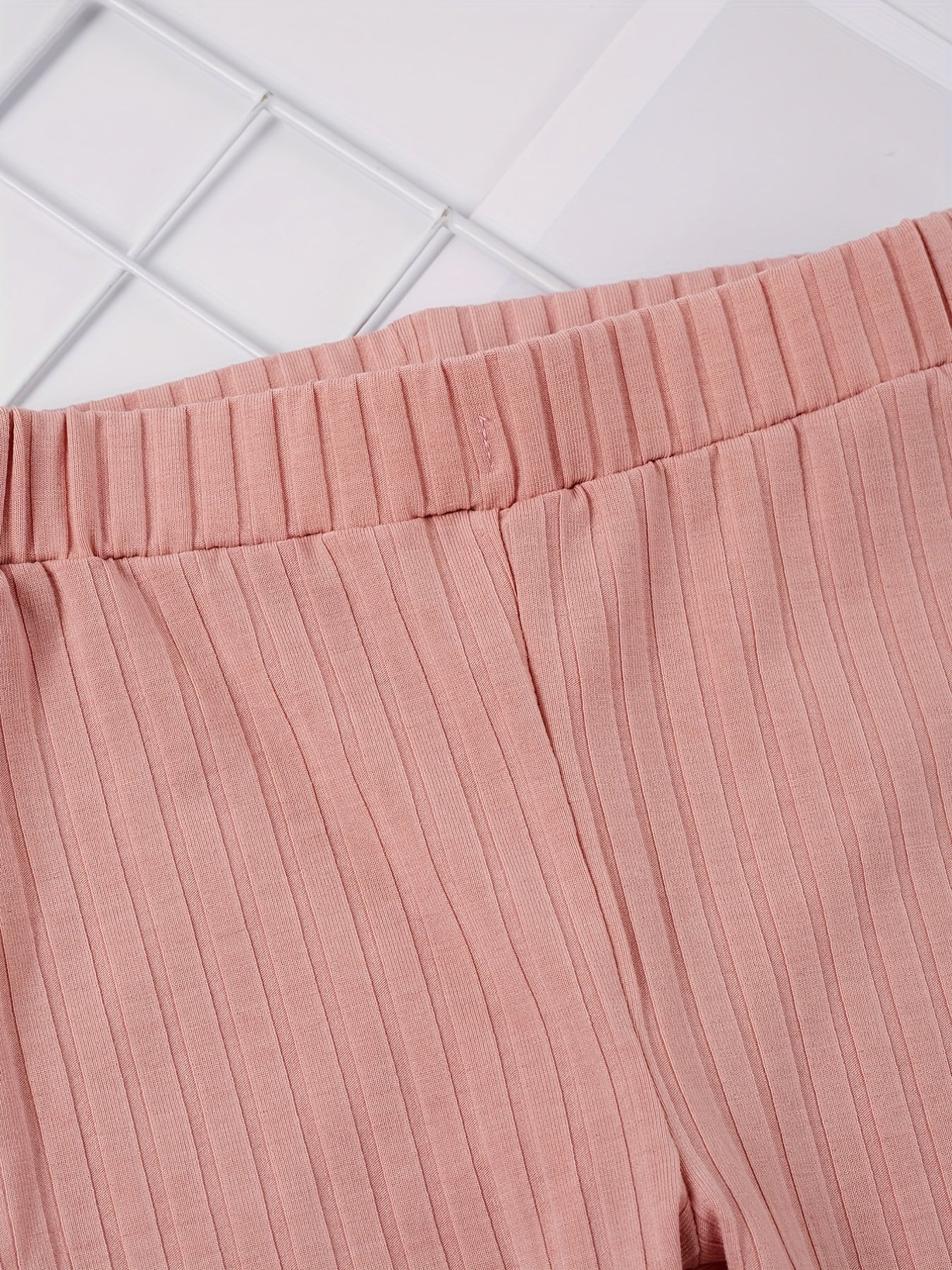 2pcs Toddler Girls Ribbed Knit Flared Pants Elastic Waist Kids Summer Clothes