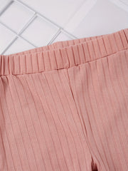 2pcs Toddler Girls Ribbed Knit Flared Pants Elastic Waist Kids Summer Clothes