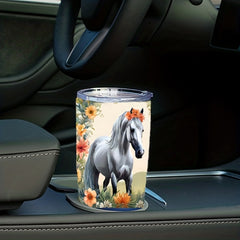 20oz Stainless Steel Horse Pattern Vacuum Cup with Lid
