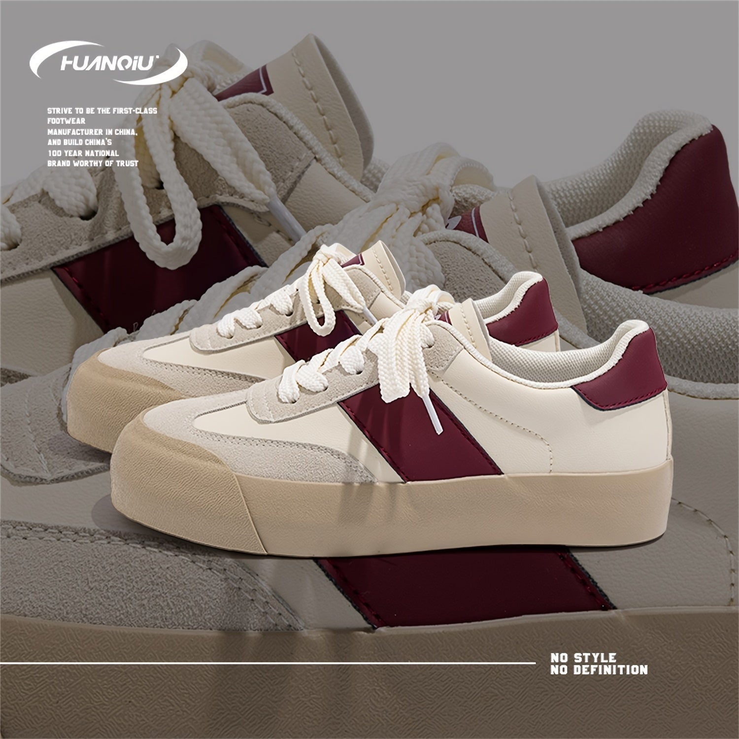 HUANQIU Women's Lace-up Low Outdoor Skate Shoes Lightweight & Comfy