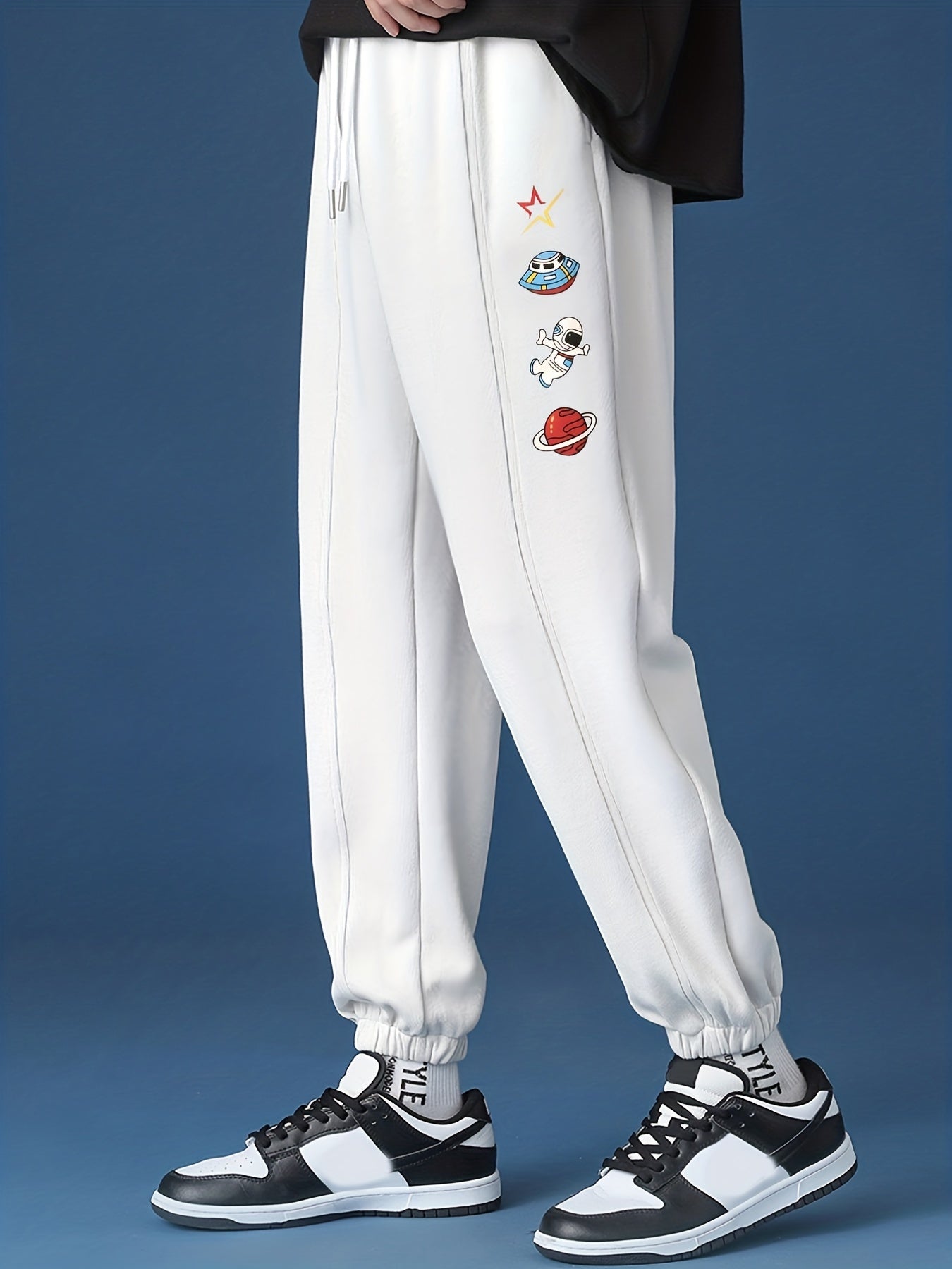 Astronaut & Spaceship & Planet Pattern Joggers Men s Casual Loose Fit Pants