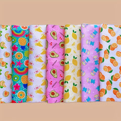 7pcs Assorted Fabric Packs for DIY Bows Crafts Doll Costumes 24x24cm