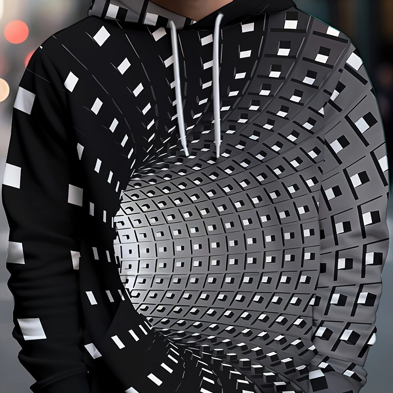 Optical Vision Hoodies For Men Graphic Hoodie Loose Hooded Pullover