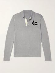 Men's Plant Pattern Knit Polo Shirt Fall/Winter Sweater